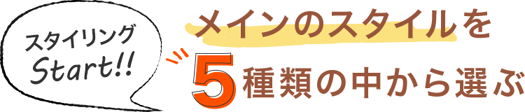 メインのスタイルを5種類の中から選ぶ